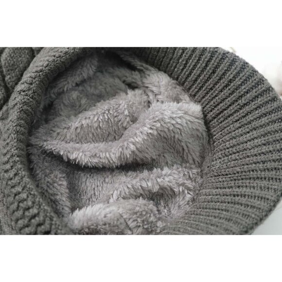 〽️Women’s _2hats(black+dark Grey) Winter Warm Knit Wool Snow Ski Hat with Visor